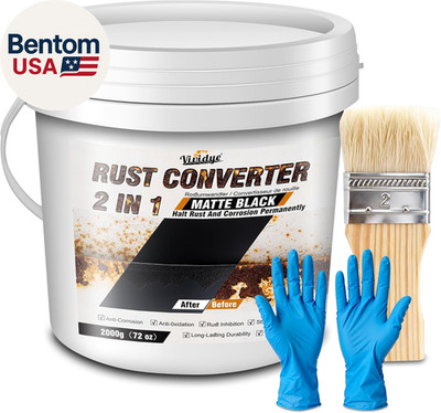 2 in 1 Rust Converter & Metal Primer, 72Oz Matte Black Rust Remover for Metal, T