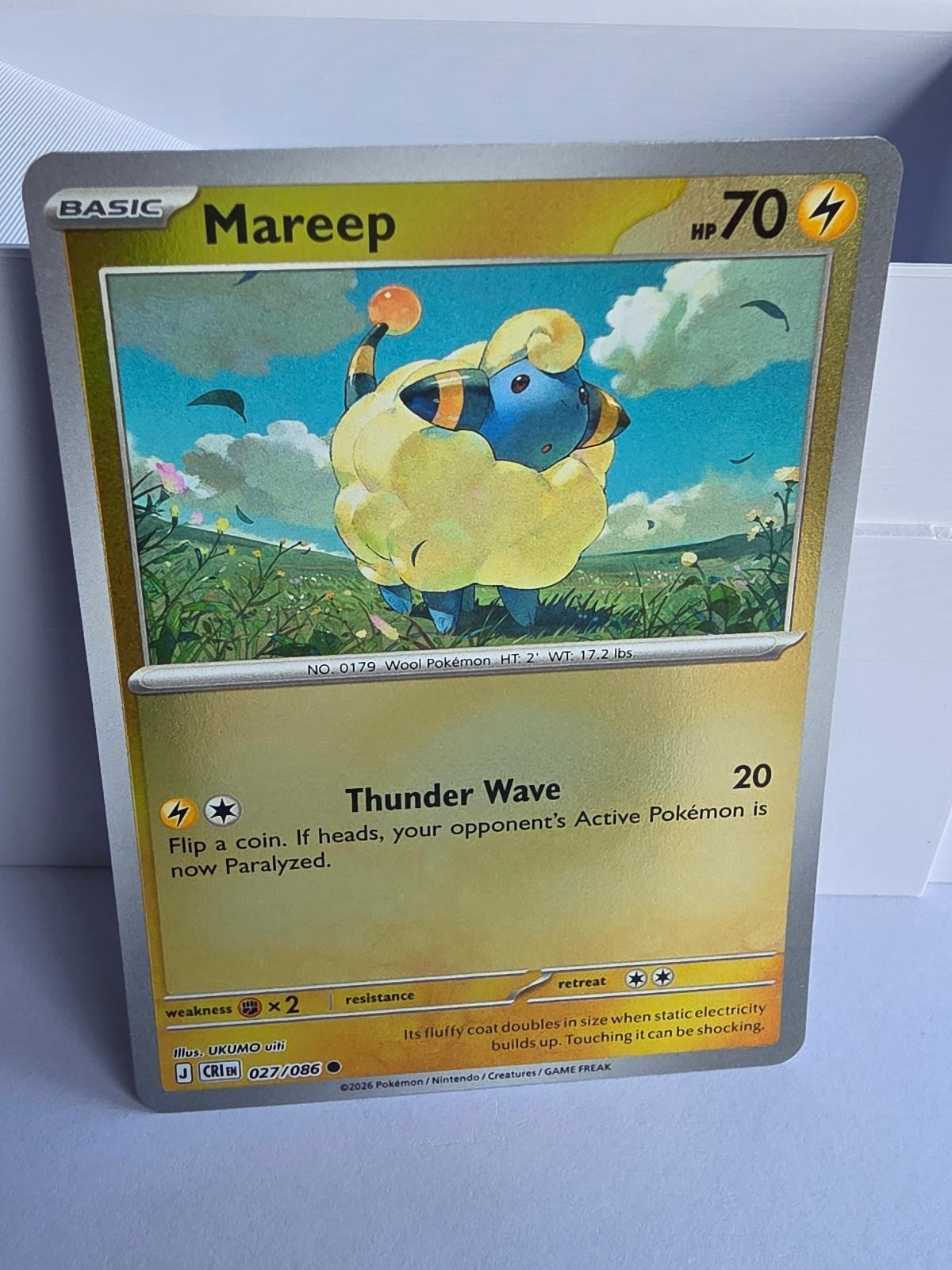 Mareep 027/086 Common Chaos Rising Pokemon Reverse Holo Near Mint