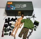 Vintage 1964 GI Joe - Wood Footlocker, Clothes and Accessories