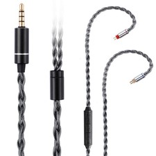 IEM Cable 8N Copper Silver Plated 1.3m In Ear Monitor 3.5mm Mic 0.78mm 2Pin