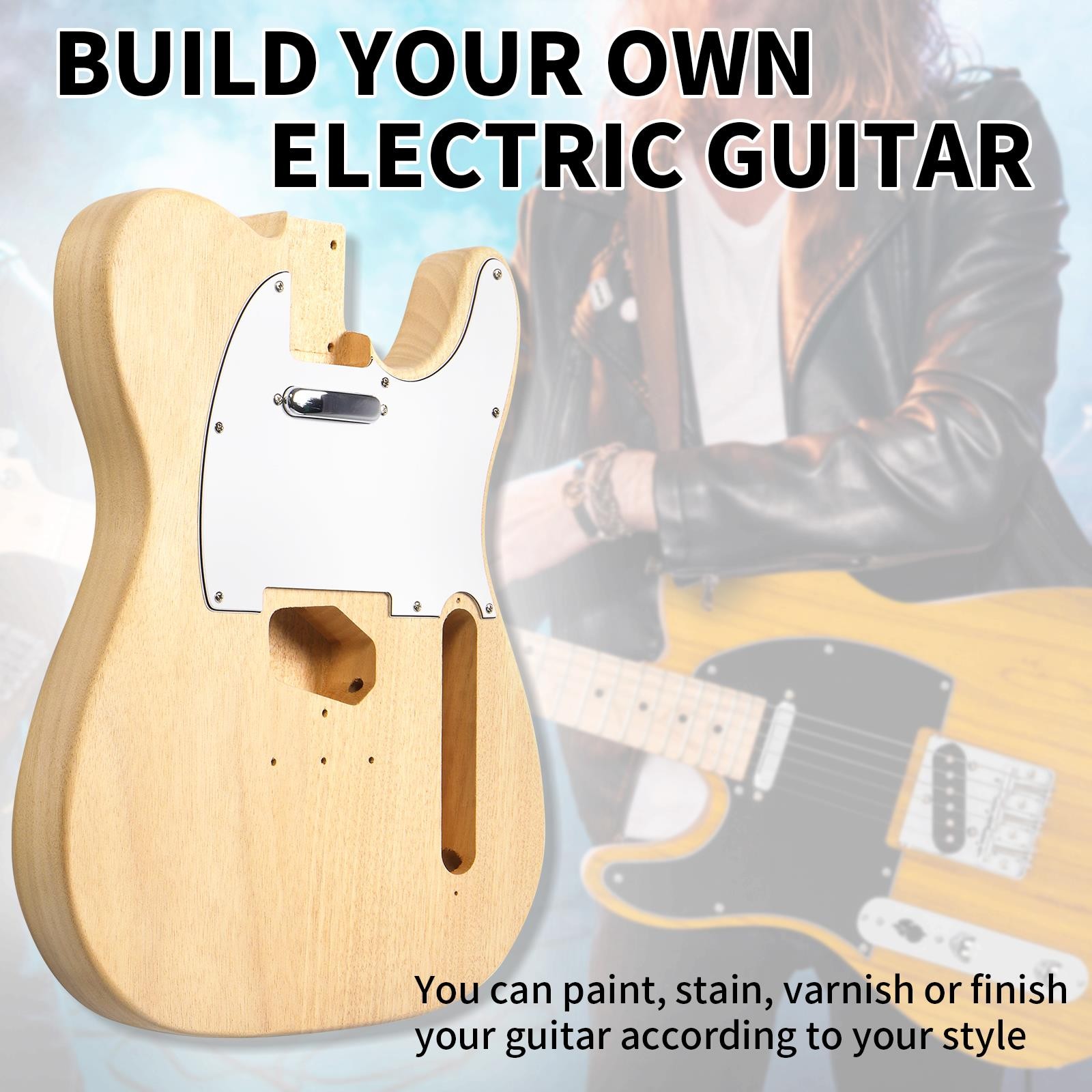 Unfinished DIY TL Electric Guitar Kit Mahogany Body Maple Neck