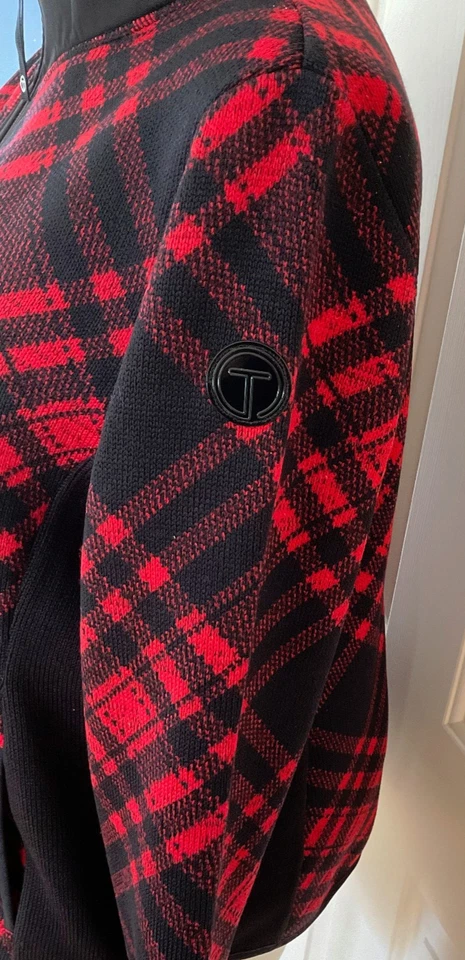 Talbots (T by Talbots) Women Size XL Fleece Zip Jacket Red Black Plaid  NWT-$129 - Image 4 of 4