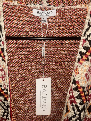 Baciano Open Front Women’s Cardigan Sweater Aztec Geometric Knit Small SPRING - Picture 3 of 5