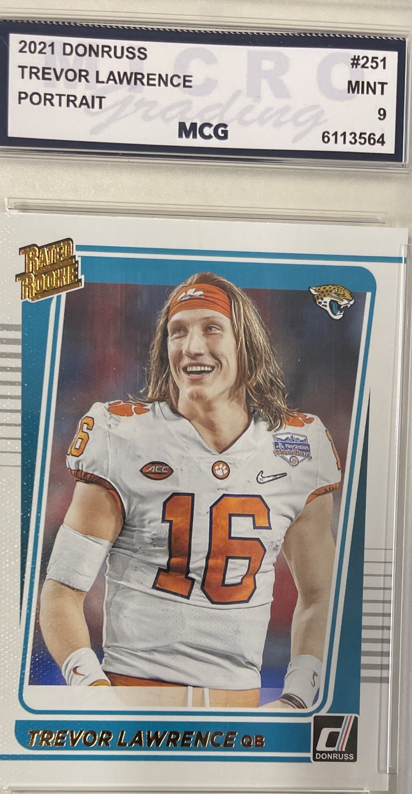 TREVOR LAWRENCE PORTRAIT RATED ROOKIE -2021 DONRUSS - GRADED MINT 9