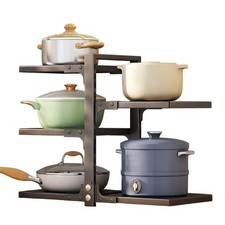 adjustable Pot and Pan Organizer for Cabinets - Heavy Duty No Drill Storage R...