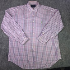 Ralph Lauren Dress Shirt 17.5 34/35 Classic Fit Blue Pink Check Button Down Pony