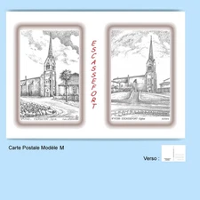 CP M 47140-288 POSTCARD 2 DRAWINGS 47 ESCASSEFORT