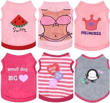 6 Pieces Dog Shirt Puppy Sweatshirt Pet Sleeveless Vest Dog Clothes Doggy Female