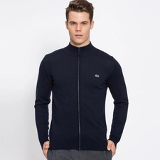 Lacoste AH2999-166 Cardigan Full-Zip Uomo in 100%Lana BLU NAVY Tg.3(S)