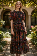 Anthropologie Farm Rio Maxi Dress Multicolored Flower/Nature Motif