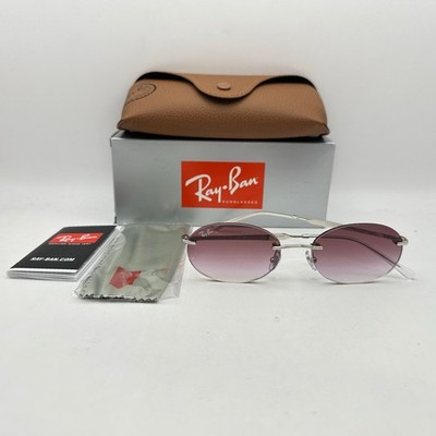 Ray Ban Unisex Oval Rimless Gradient Sunglasses RB3767 Silver/Dark Violet
