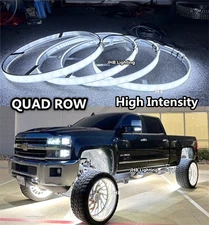 JHB Set (4) 17.5" High Intensity Strobes QUAD ROW Pure WHITE Wheel Rim Lights