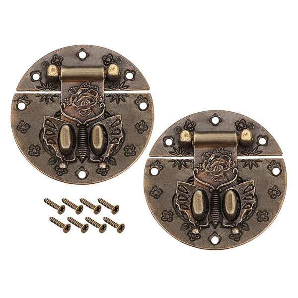 2 SäTze Holz Kiste Kasten Rechteck Verschluss Schluss Haspe 59Mm Bronzeton-image