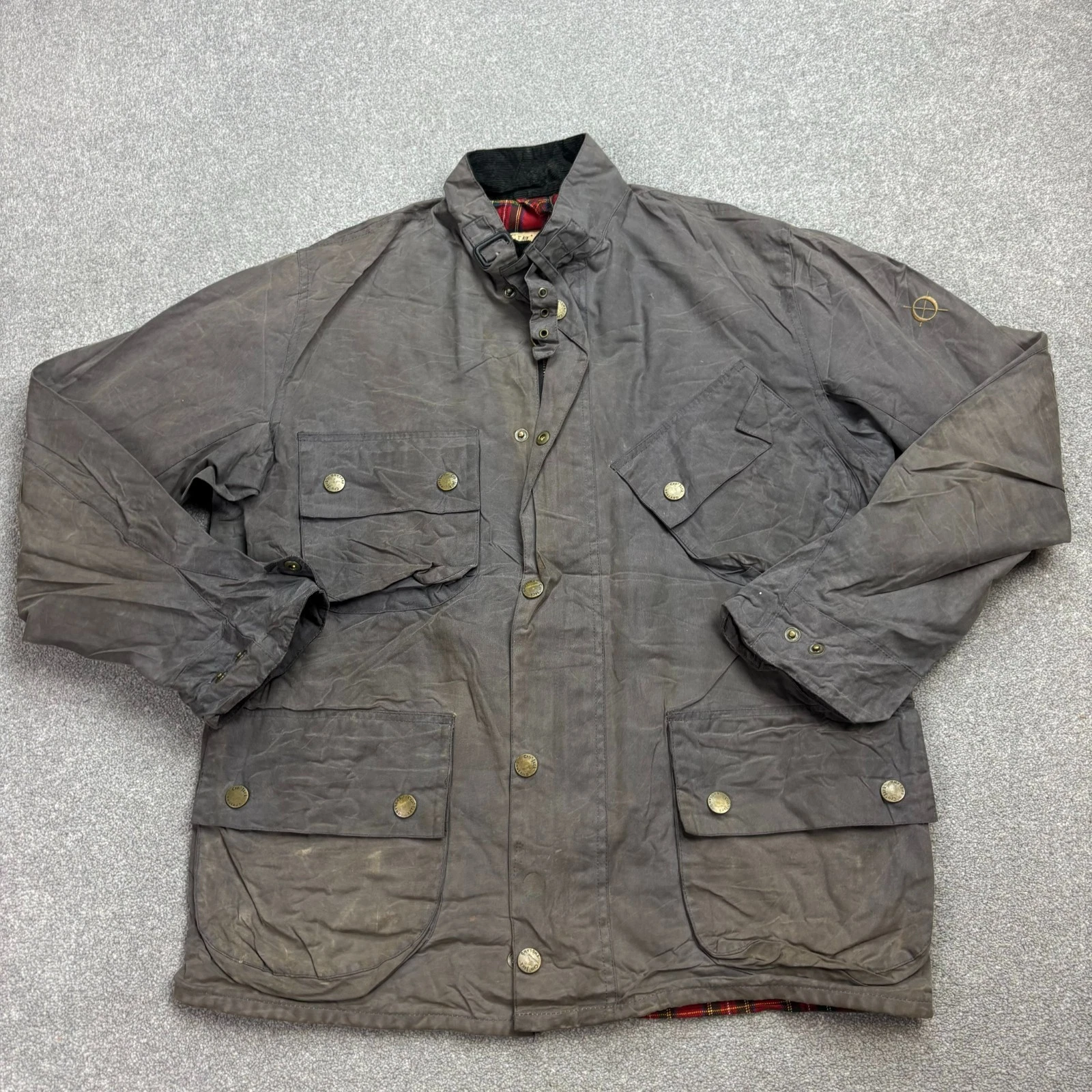 Wax Jacket Adult Medium Grey Hunting Country Outdoors Waterproof Coat Mens*