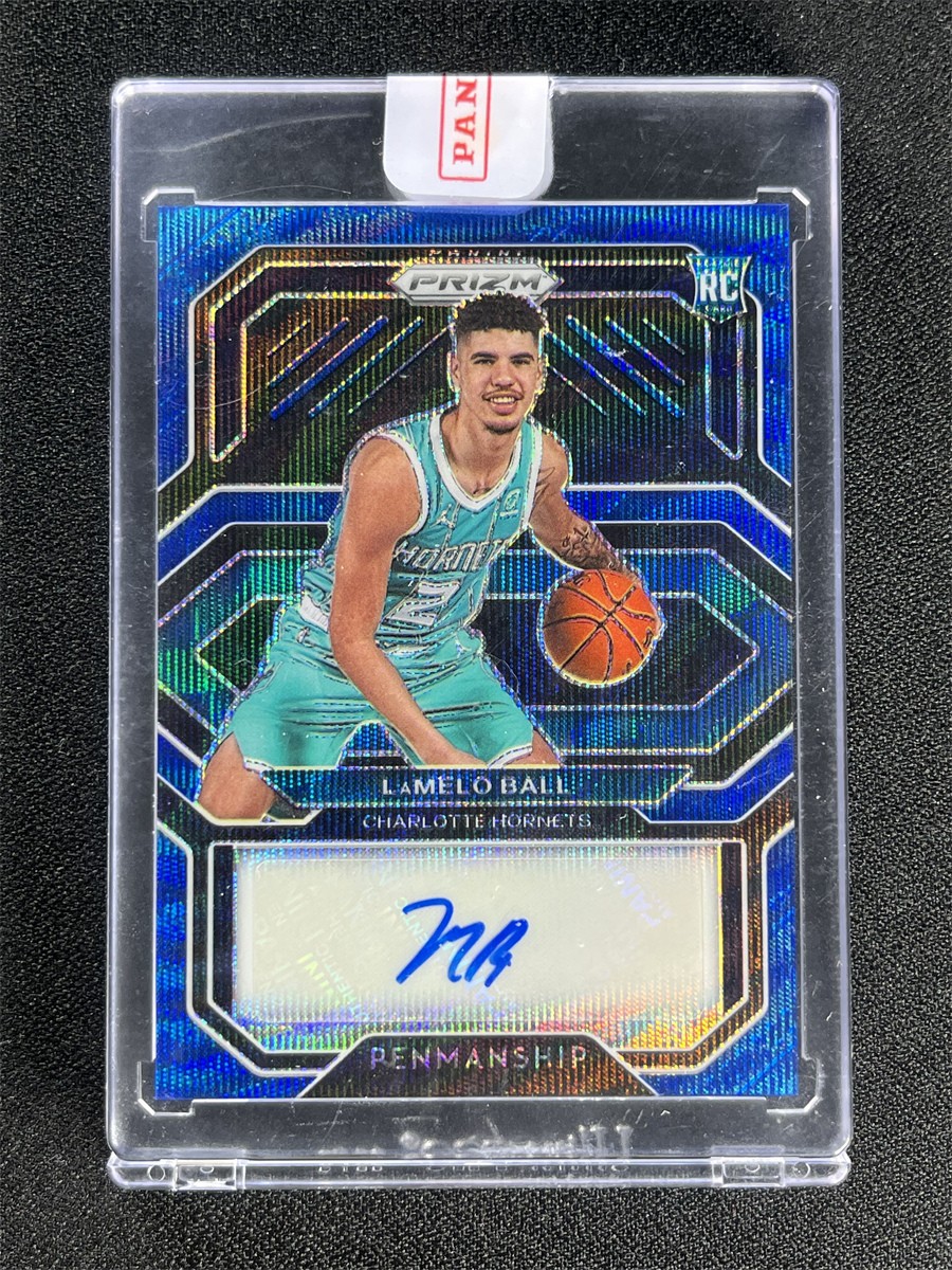2020-21 Panini Prizm Lamelo Ball Blue Wave Penmanship RC Rookie Autographs Auto