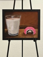 Hostess “Snowball” & Milk” Painting 8 X 10” Framed  Not A Print