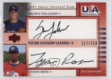 2005 Upper Deck USA Baseball Black Ink /250 Shawn Tolleson Tyson Ross Auto 9hx