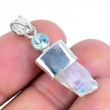 Halloween Sale White Aura Crystal Gemstone 925 Solid Silver New Pendant Jewelry
