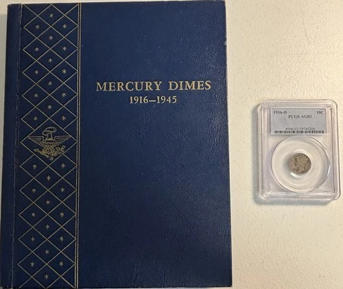 Mercury Dimes Complete Set BU / Collection  W/ PCGS AG3 1916D