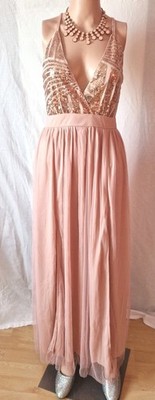Raffiniertes   Abend-/Ball-/Abi-/Hochzeitkleid Gr. 38  Aprikot  Neu!