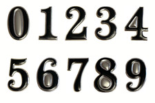 Self Adhesive Door Numbers Gold Chrome Border Black 2" Number House Apartment UK