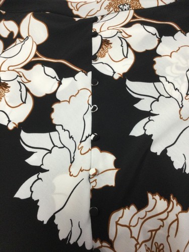 APT9 M Long Black Floral Polyester Flared Button Front & Slit Side Zip Skirt - Picture 14 of 18
