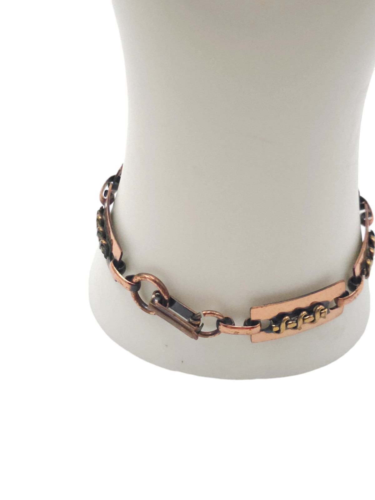 Mid Century Solid Copper Rectangular Links Bangle… - image 3