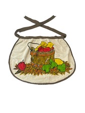 Vtg Half Apron Terry Cloth Fruit Bucket Made In USA Cannon Cottagecore