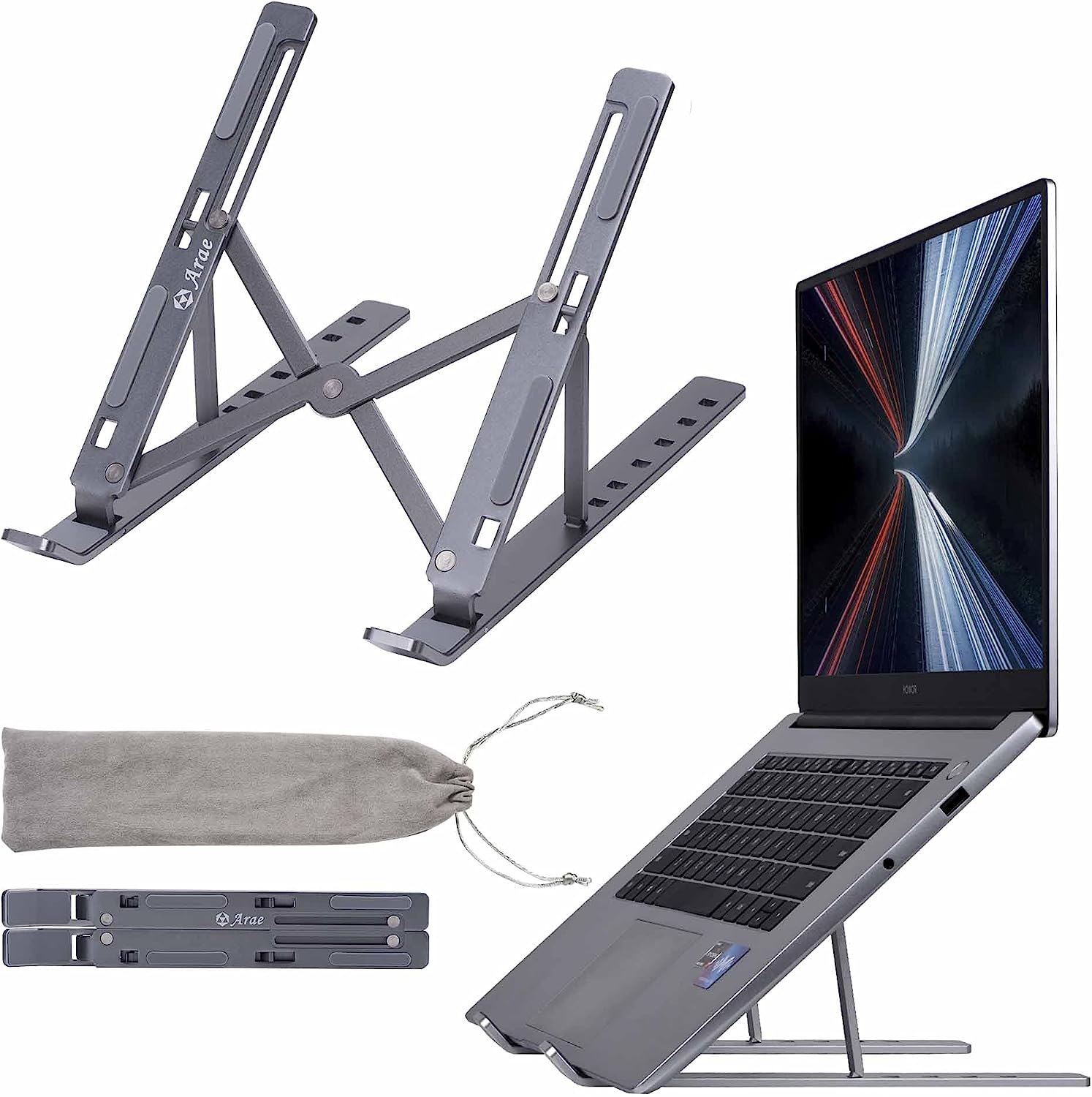 Adjustable Aluminum Laptop Stand for Desks - Lightweight & Portable  -image