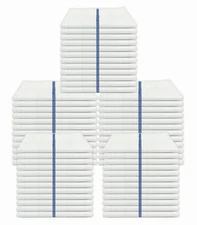 NEW 60 PACK 5DZ BLUE STRIPE KITCHEN CLEANING BAR TOWELS BARMOPS HEAVY DUTY 16X19