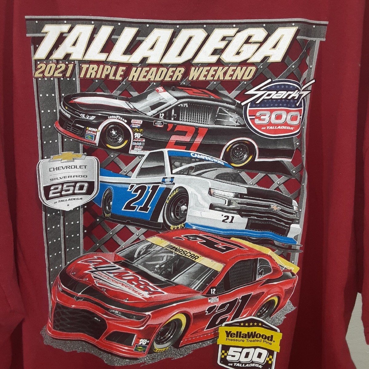 Talladega 2021 Triple Header Weekend Adult Mens 3XL Red Nascar T