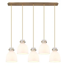 Innovations Newton Bell 5Lt 8" CL Pendant, BS/WH - 125-410-1PS-BB-G412-8WH