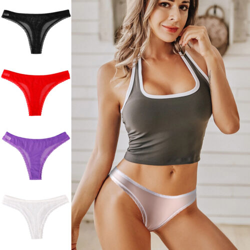Women's Sexy Mesh Sheer Thong Ultra-thin Panties See-through Lingerie Panties - Picture 26 of 60
