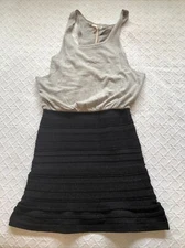 Chelsea and Violet Dress Women Sz S Shimmer Bodycon Razor Back Gray Black New