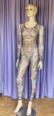 Sexy Women's Sheer Tattoo Bodysuit Women Size L Stretch Fabric from Vivid Brand