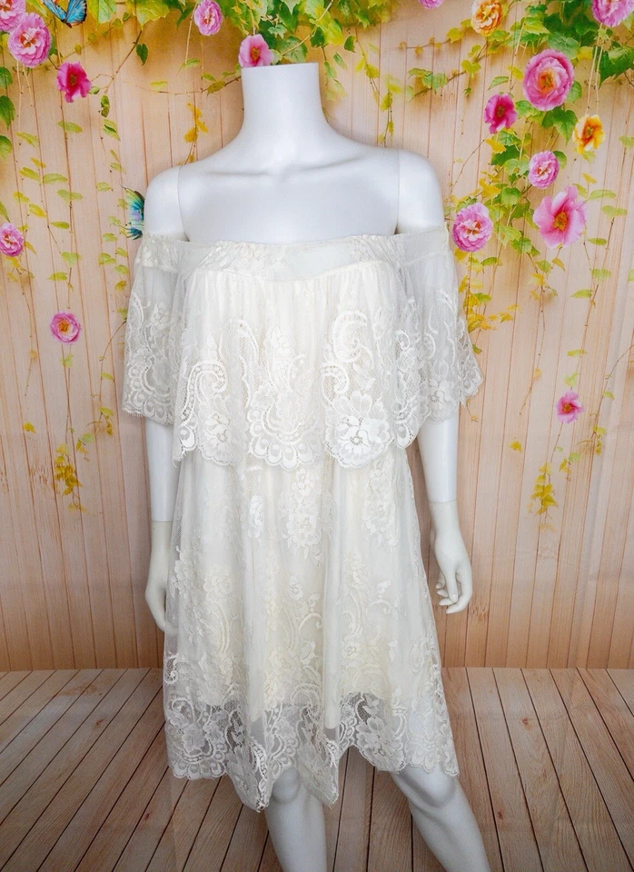 Mini Vestido Free People Jens Pirate Booty Mujer Blanco Floral Encaje XS Pequeño Foto 4 de 4