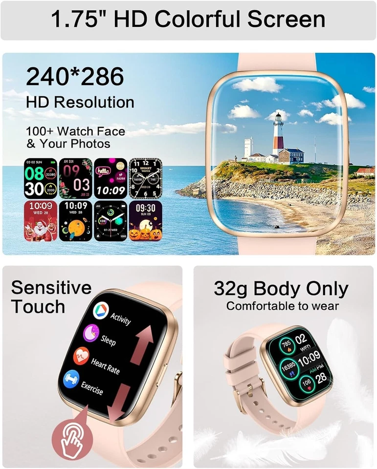 Smart Watches for Women, 1.75" Bluetooth Call, AI Voice Smartwatch, 24/7 Heart - Image 4 of 4