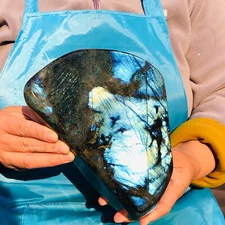 6.13LB Natural Labrador Moonstone Quartz Crystal Free Form Mineral Specimen