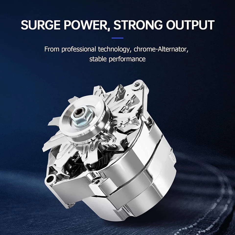 Alternator for 110Amp Chrome 1 Wire Self Exciting Street Rod GM 305 350 BBC SBC - Image 2 of 4