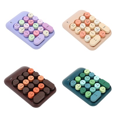2.4GHz Wireless Numeric Keypad 18 Keys Retro Color Round Keycaps Mini Number Hot