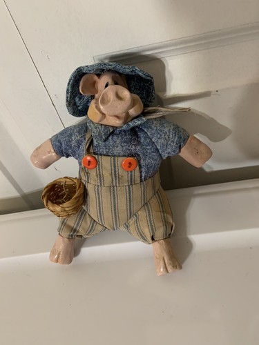 Russ The Country Folks Mr. Hogmore Kathleen Kelly Shelf Sitter Farm Rustic Pig