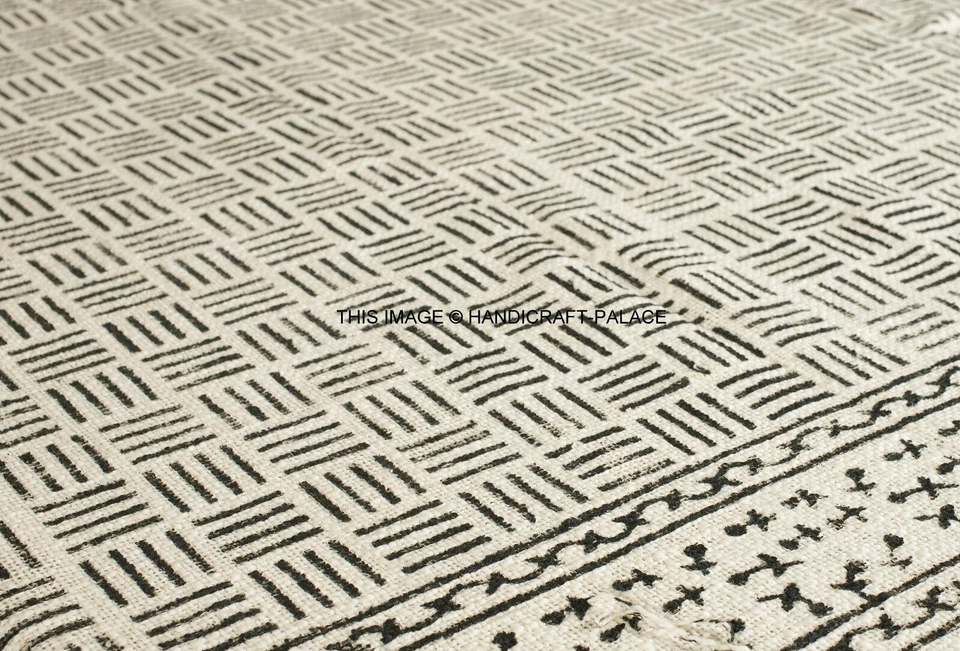 New Indian 100% Cotton Large Hand Block Print Blanket Tassel Throw Rug 132x182cm - Image 2 of 3
