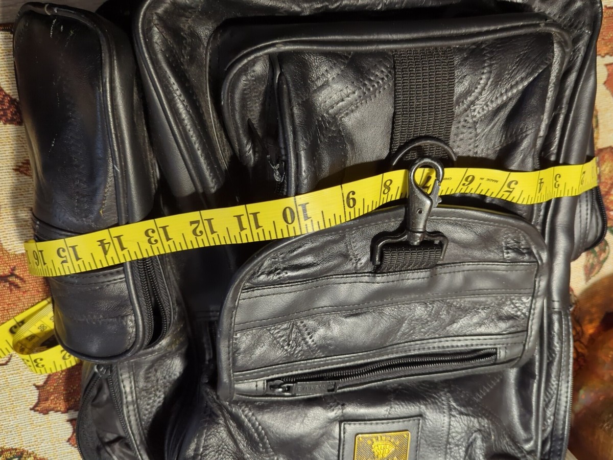 Pioneer Express Black Leather Patchwork Backpack. Retro Vibe Pioneer Express Black Leather Patchwork Backpack. Retro Vibe