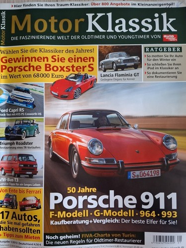 MotorKlassik - Januar 2013 - 50 Jahre Porsche 911 - Ford Capri RS - VW - Bus T3