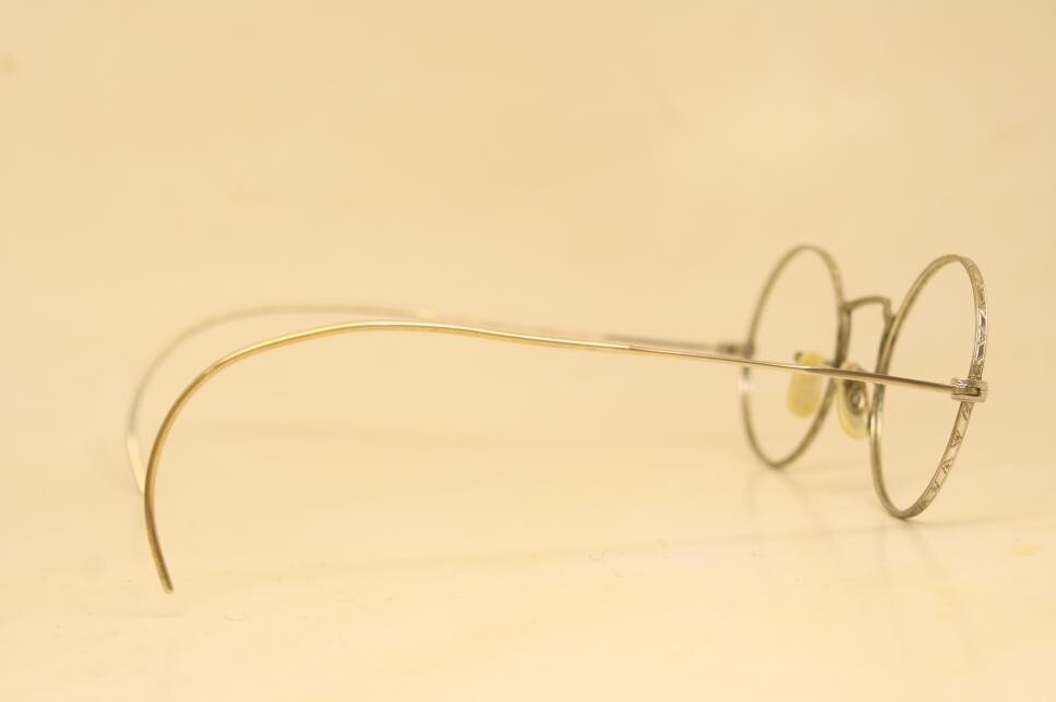 Vintage Eyeglasses Round Silver Frames 40mm 1940s Circular Antique