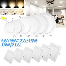 9/12/15/18/21W Cool LED Recessed Ceiling Panel Lights Bulb Lamp Fixture 85-265V