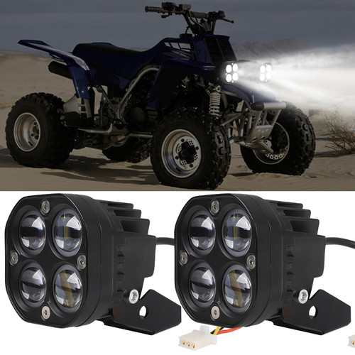 For Yamaha Banshee 350 Pair LED Headlight Kit w/ Bracket 1996-2001 White Yellow - Picture 7 of 12