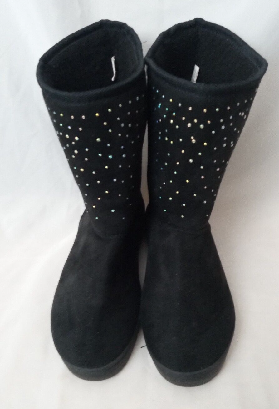 Women's Size 9 Black Studded Faux Suede Shearling House Boots Warm Comfy-image