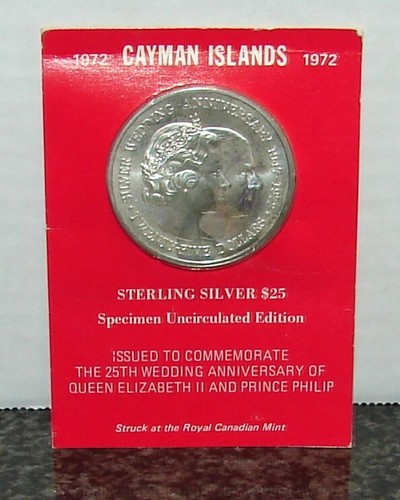 1972 Cayman Islands Sterling Silver $25 Uncirculated Commemorative Coin