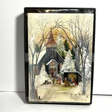 Holiday Greetings Box Set 17 Christmas Cards Envelopes With Church Scene